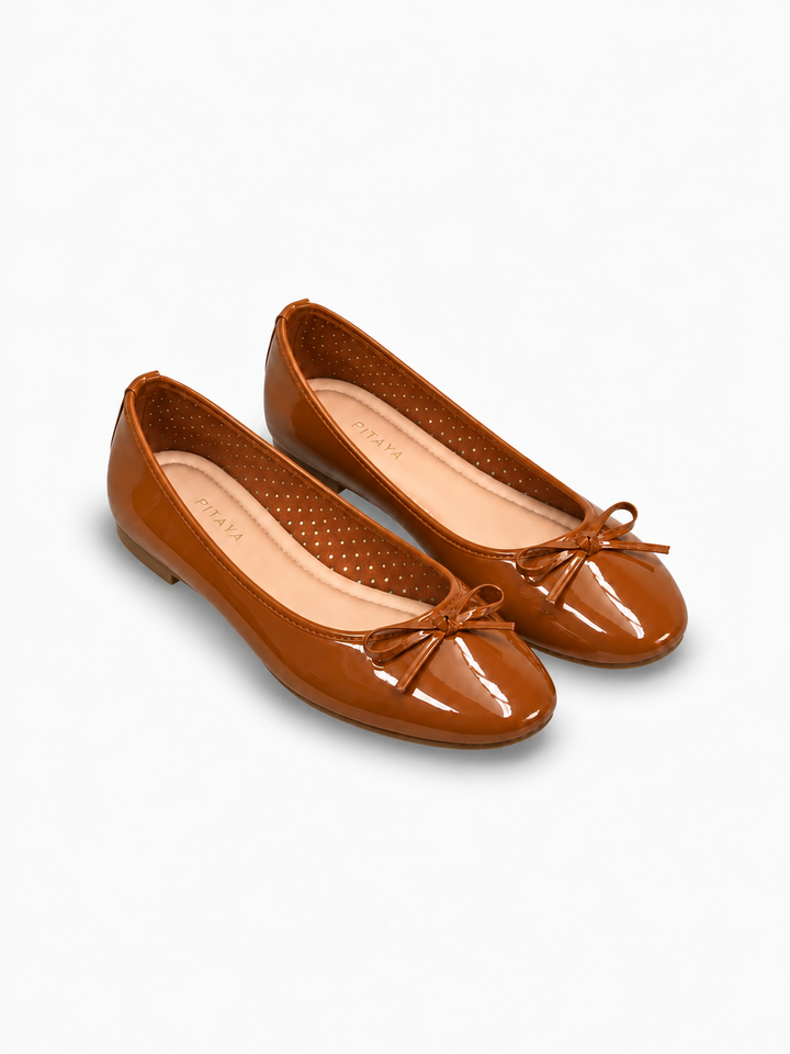 Dora Bow Ballerina - Shiny Camel