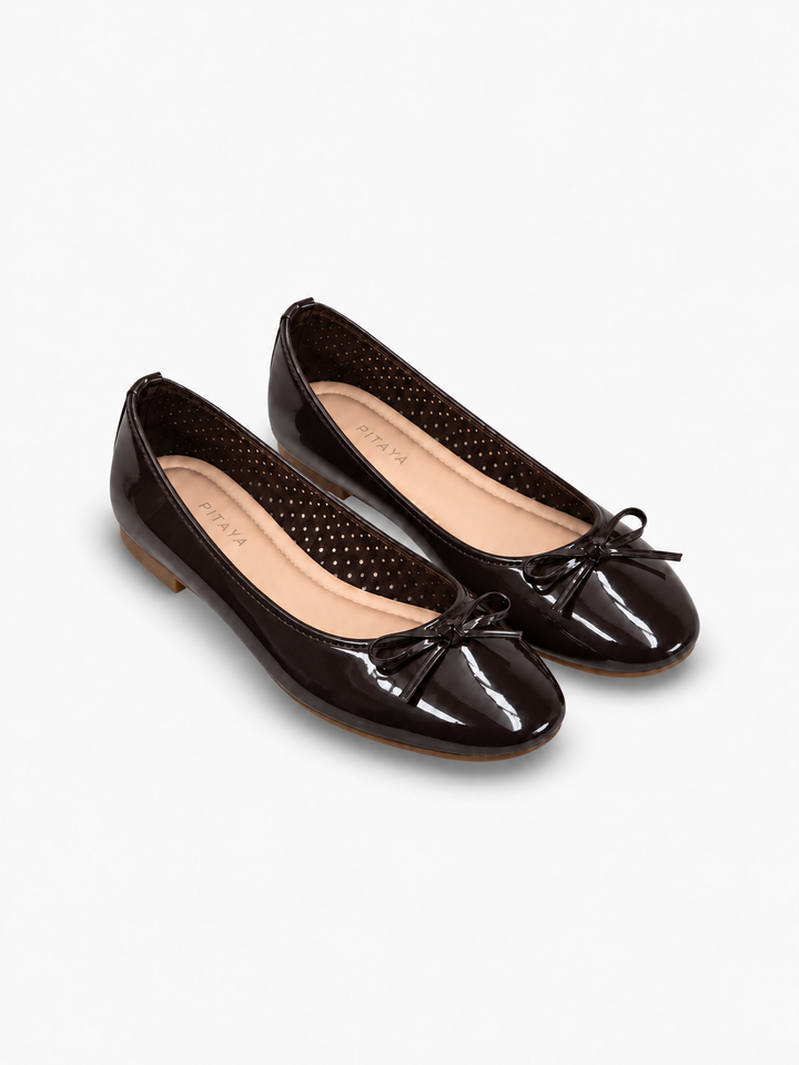 Dora Bow Ballerina - Shiny Dark Brown