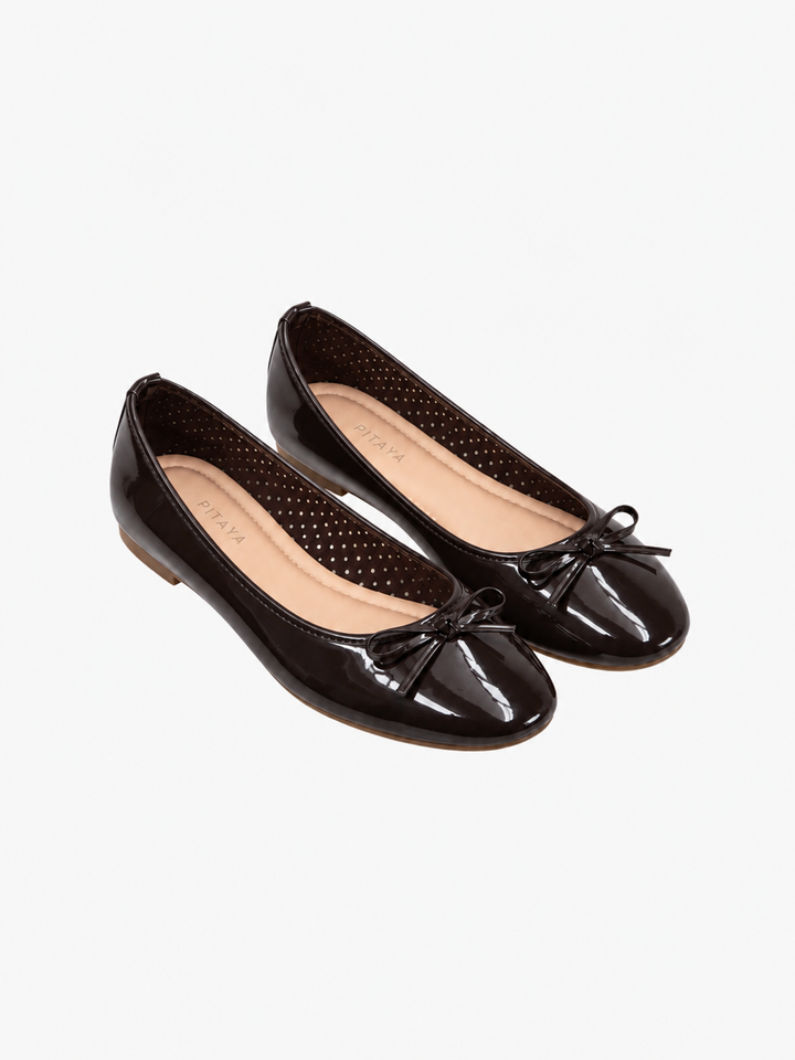 Dora Bow Ballerina - Shiny Dark Brown