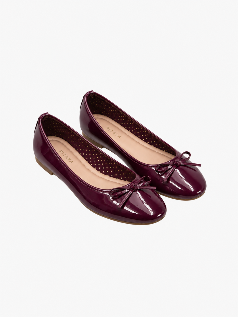 Dora Bow Ballerina - Shiny Plum