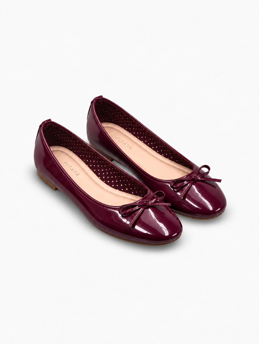 Dora Bow Ballerina - Shiny Plum