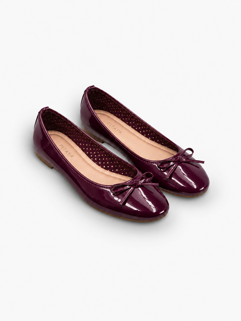 Dora Bow Ballerina - Shiny Plum