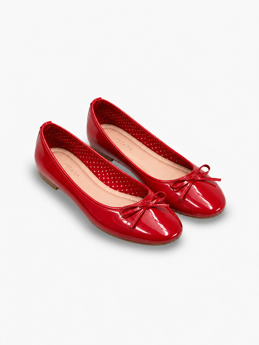 Dora Bow Ballerina - Shiny Red
