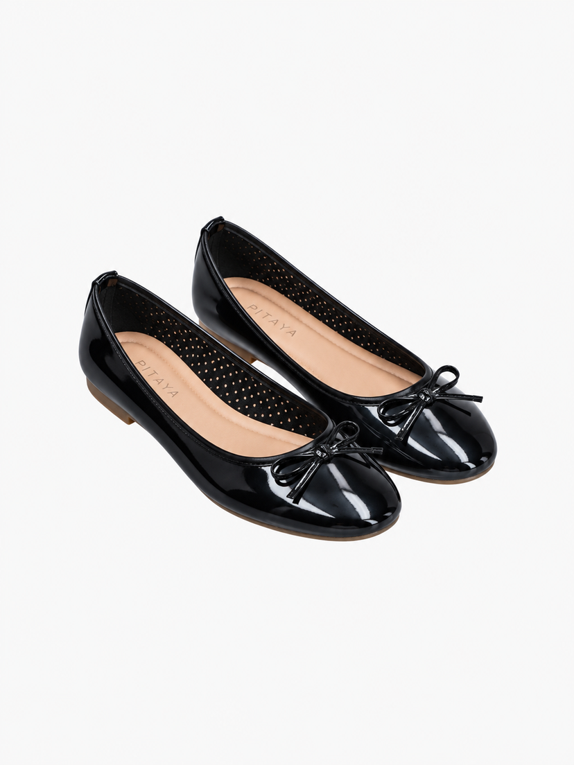 Dora Bow Ballerina - Shiny Black
