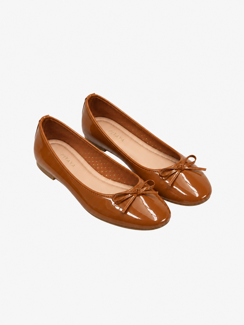 Dora Bow Ballerina - Shiny Camel