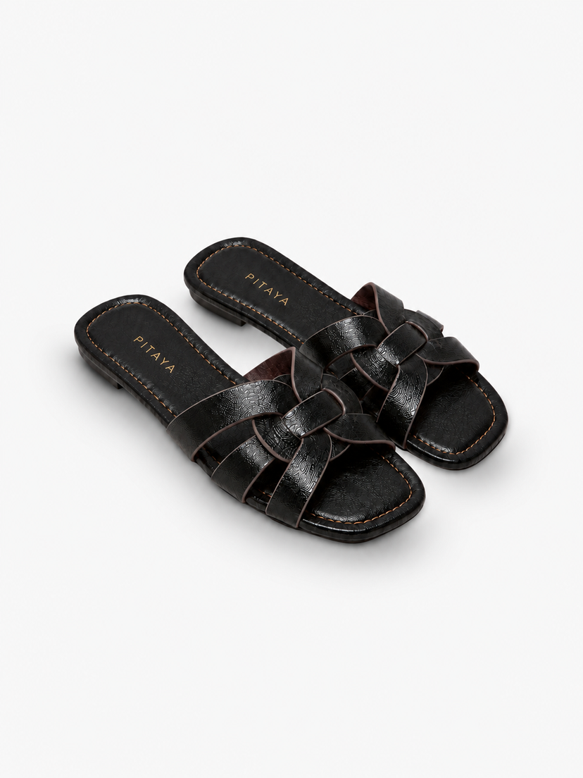 Elly Strap Flats - Dark Brown