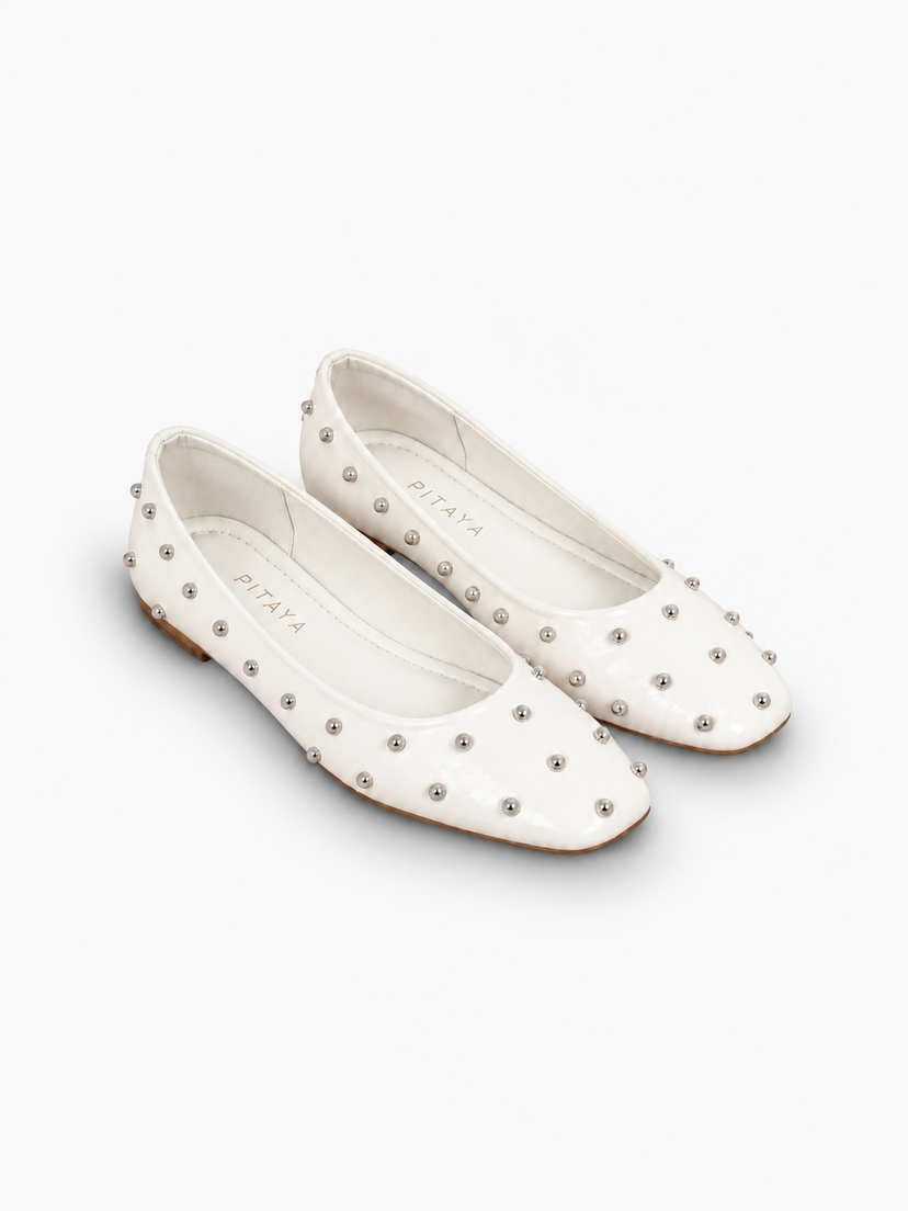Emma Stud Ballerina - Beige