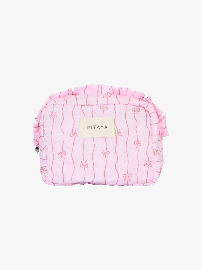 Frill Makeup Bag Medium - Pink/Red Bows