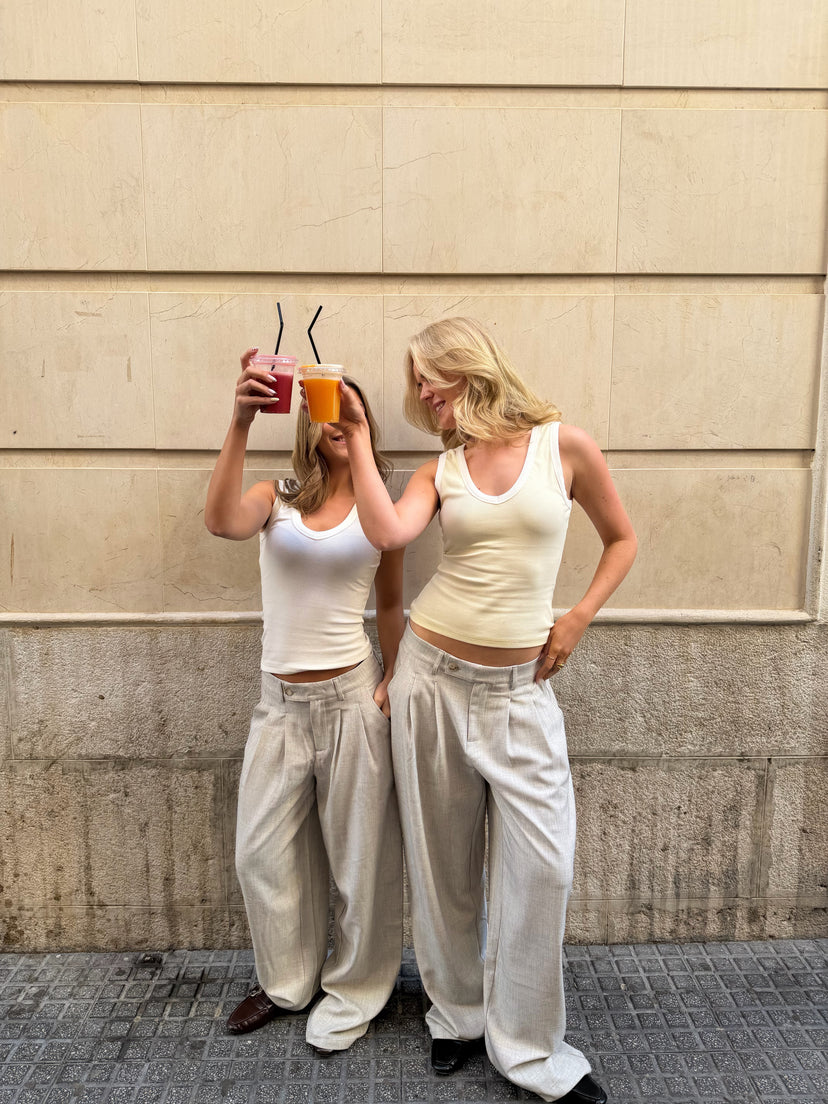 Nora Pants - Light Grey Melange