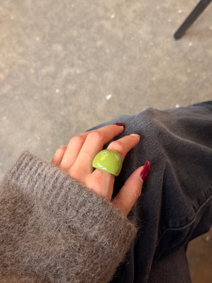 Lisa Square Chunky Ring - Matcha Green