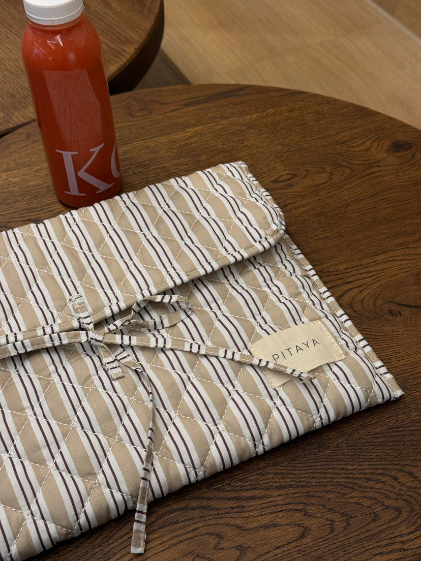 Mira Bow Computer Sleeve - Dark Beige Double Stripe