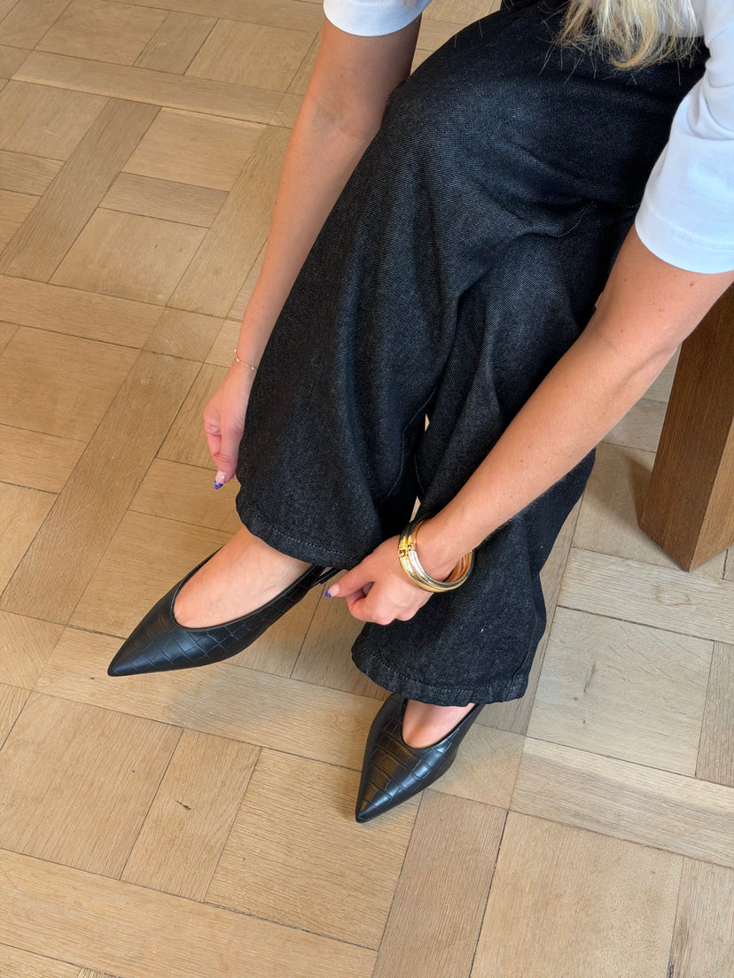 Patricia Slingback Ballerina - Black Snake