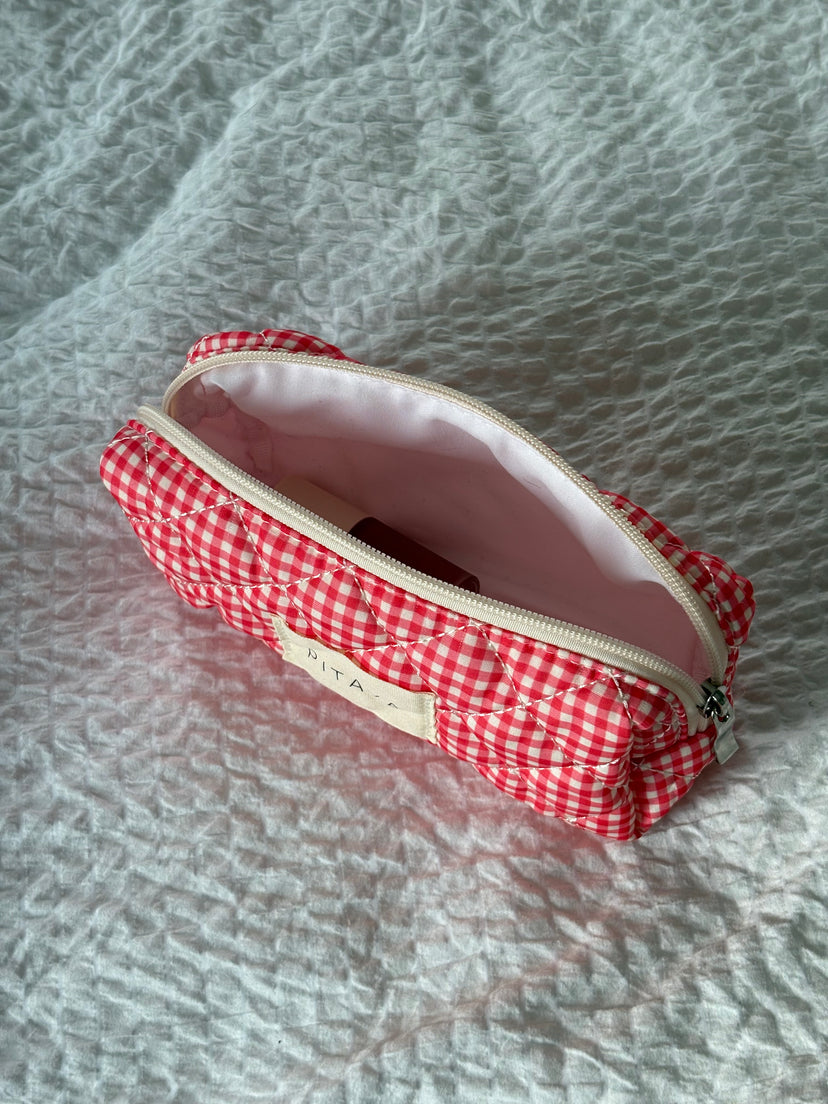 Small Makeup Bag - Red Check