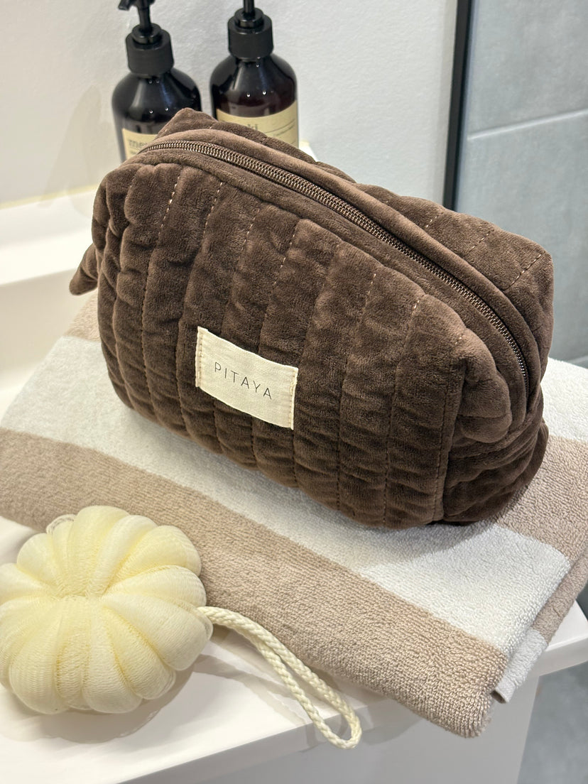 Velvet Makeup Bag Medium - Dark Brown