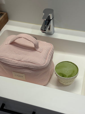 Large Waffle Makeup Bag - Light Pink