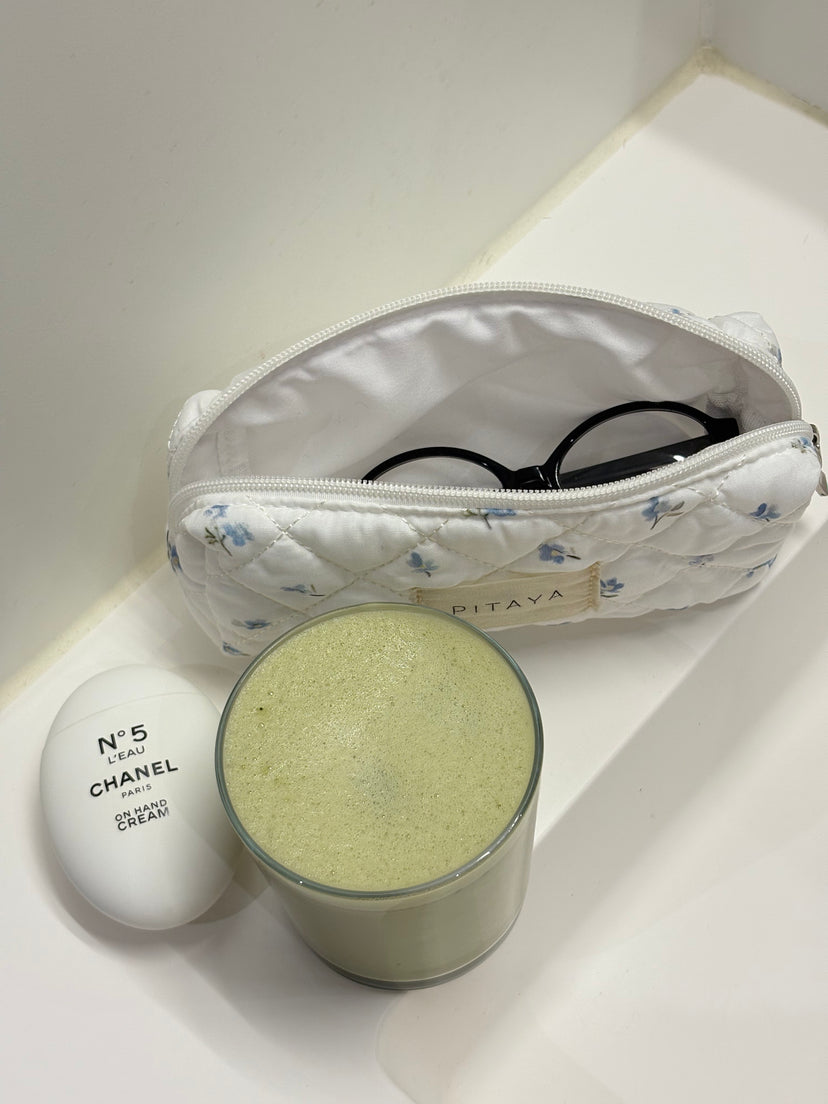 Small Makeup Bag - White Cute Flower