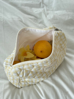 Medium Makeup Bag - Yellow Check