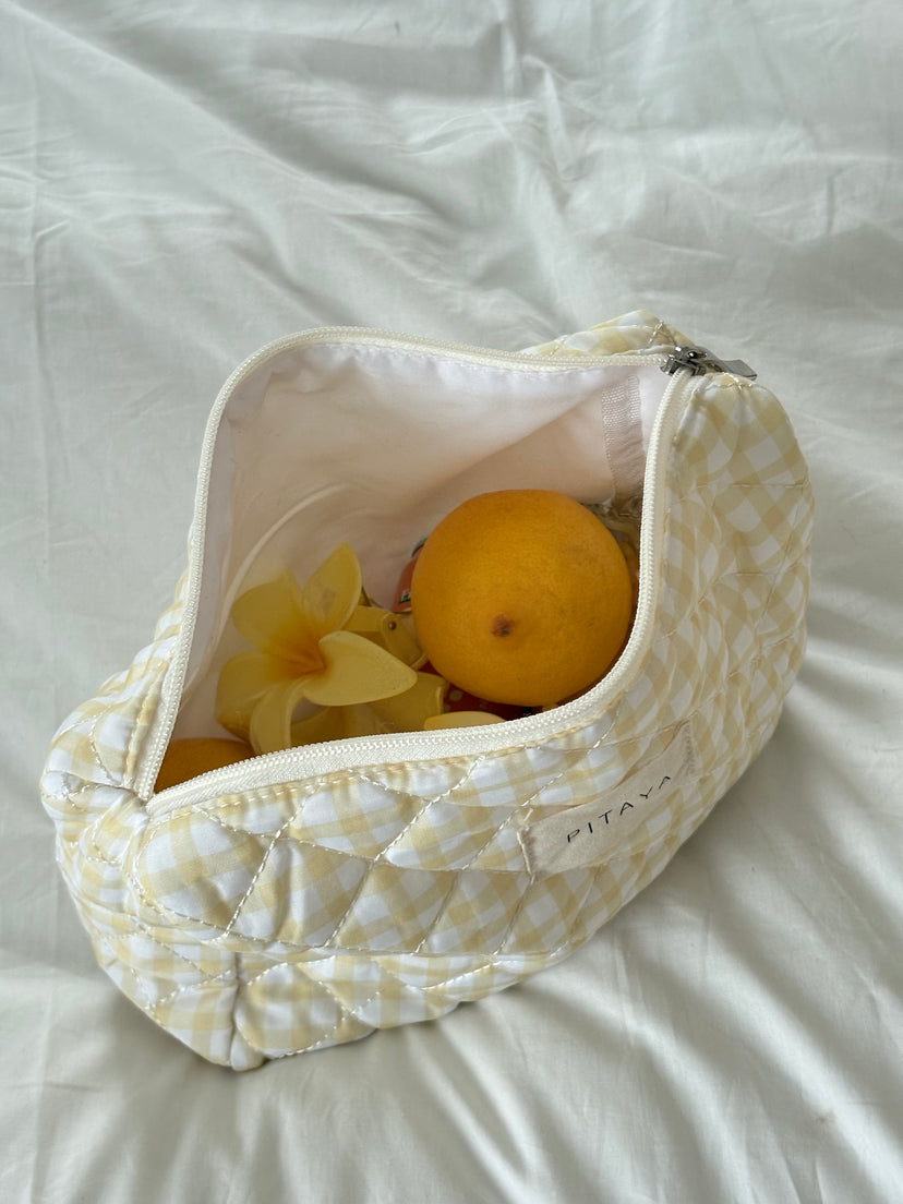 Medium Makeup Bag - Yellow Check