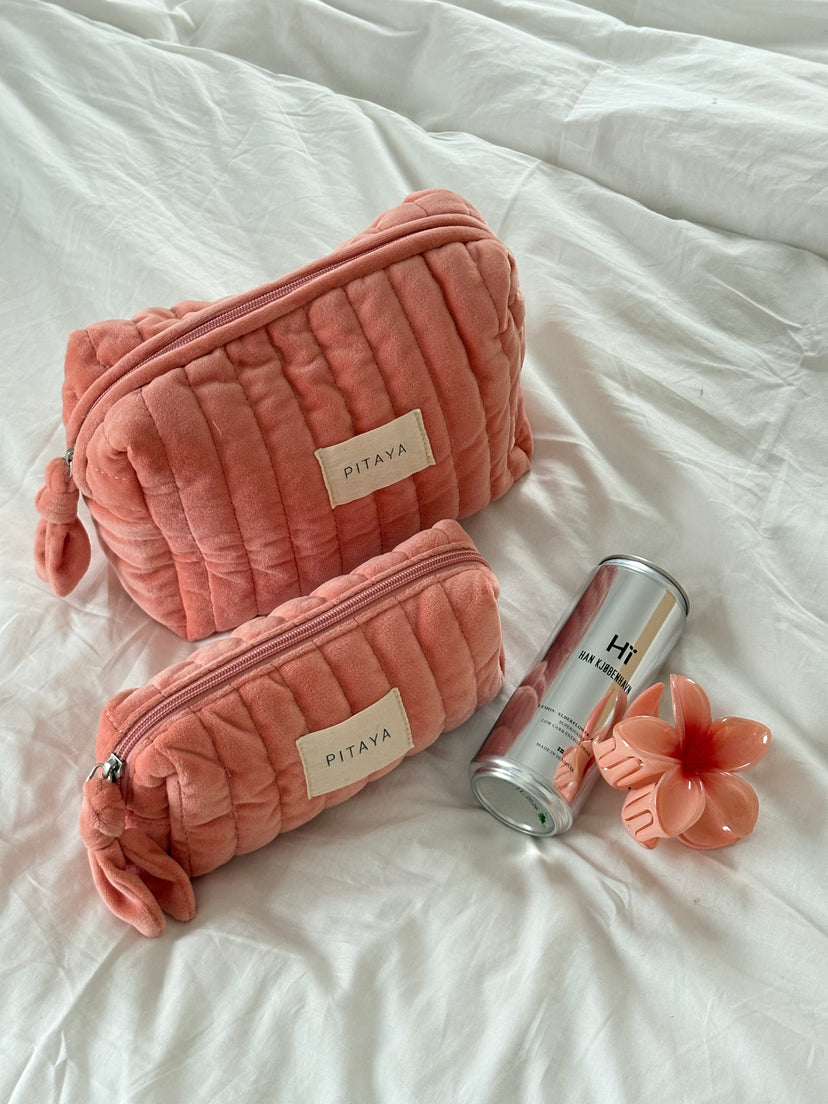 Velvet Makeup Bag Medium - Dusty Coral