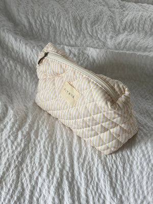 Medium Triangle Makeup Bag - Yellow Stripe