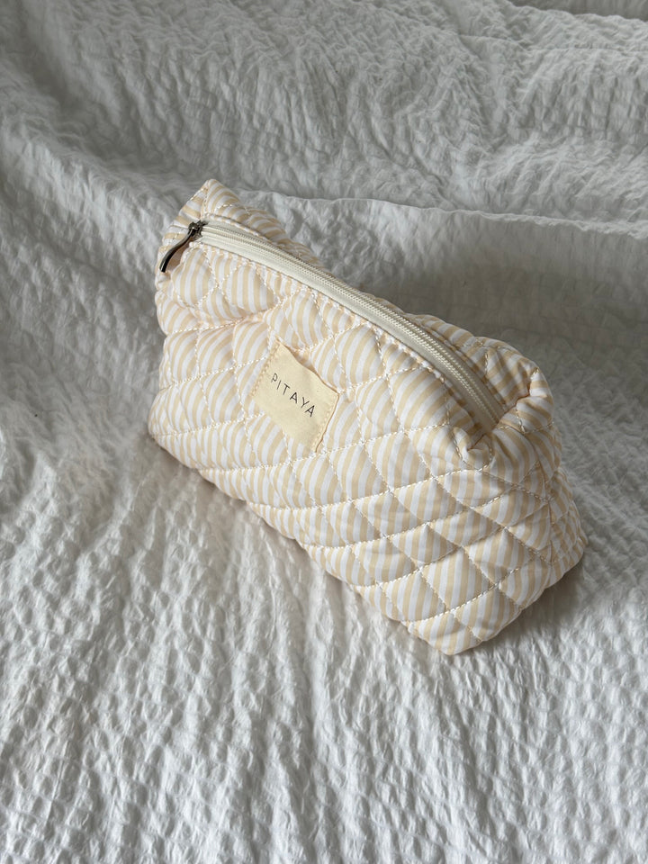 Medium Triangle Makeup Bag - Yellow Stripe