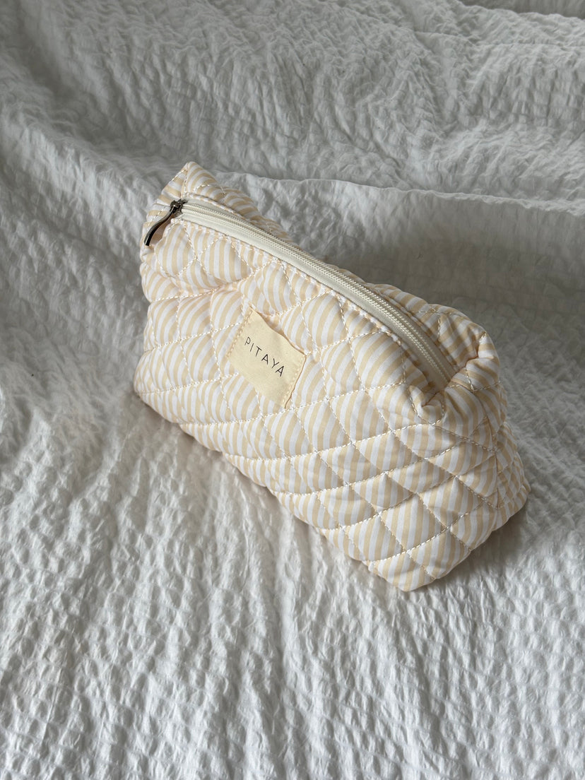 Medium Triangle Makeup Bag - Yellow Stripe