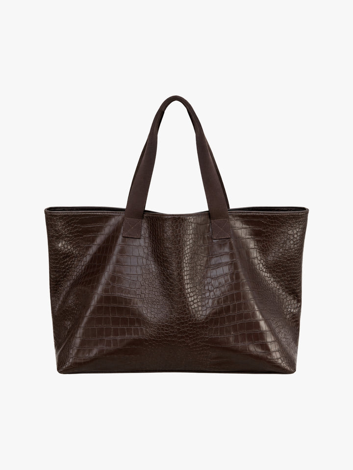 Lara XL Tote Bag - Dark Brown Crocodile