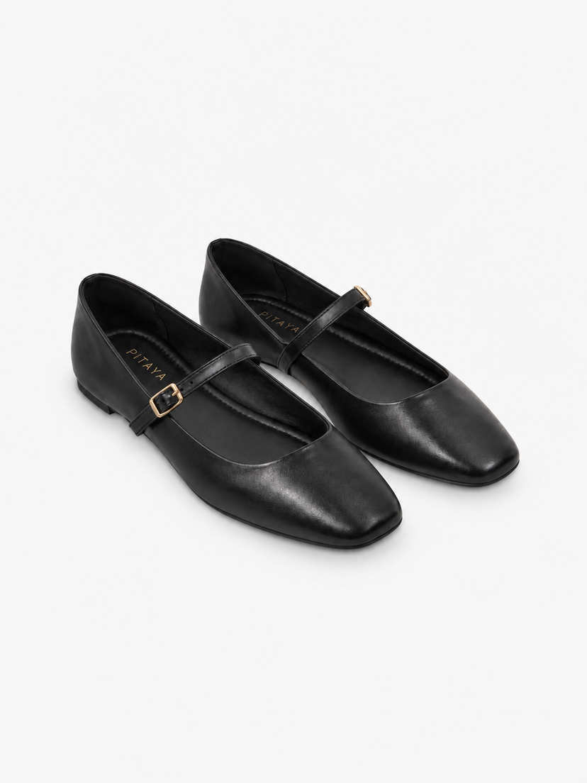 Mary Jane Strap Ballerina - Black