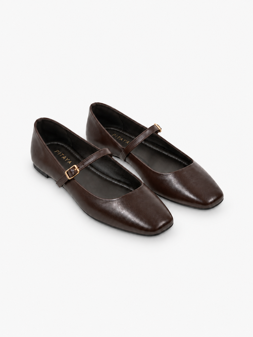 Mary Jane Strap Ballerina - Dark Brown