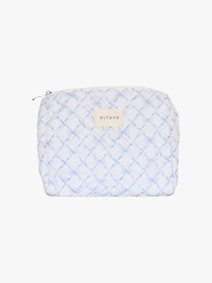 Medium Makeup Bag - Blue Bow Check