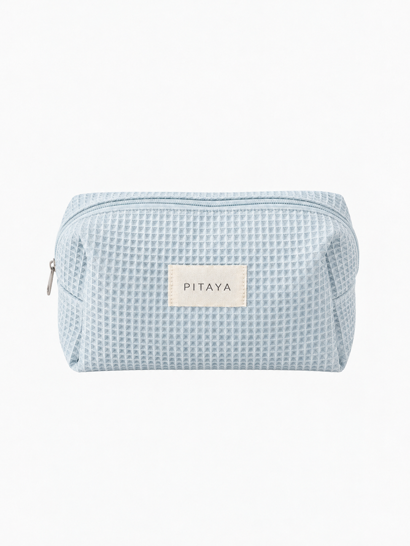 Medium Waffle Makeup Bag - Baby Blue