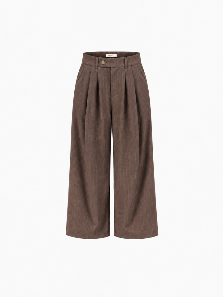 Nora Pants Petit - Cocoa Brown Pinstripe
