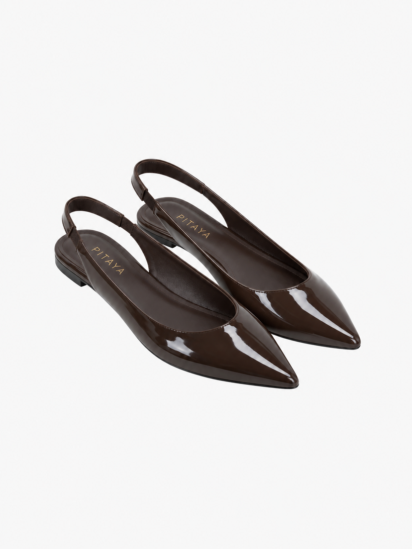 Patricia Slingback Ballerina - Shiny Dark Brown
