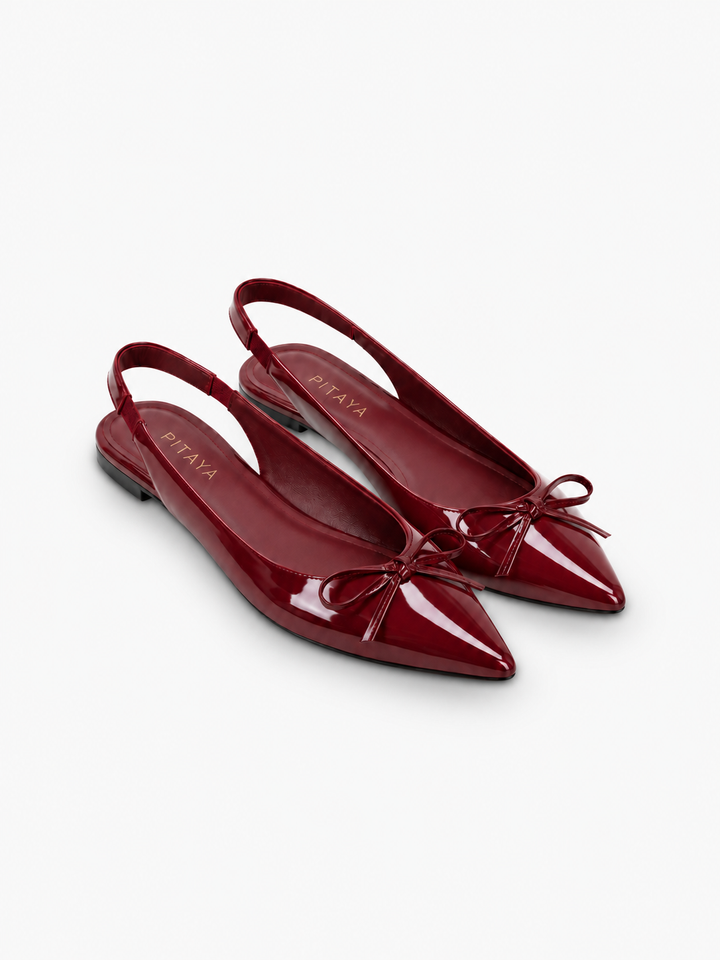 Patricia Slingback Bow Ballerina - Shiny Plum