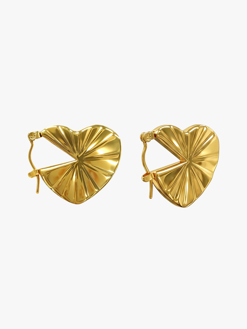 Zayla Flat Heart Earrings - Gold Plated
