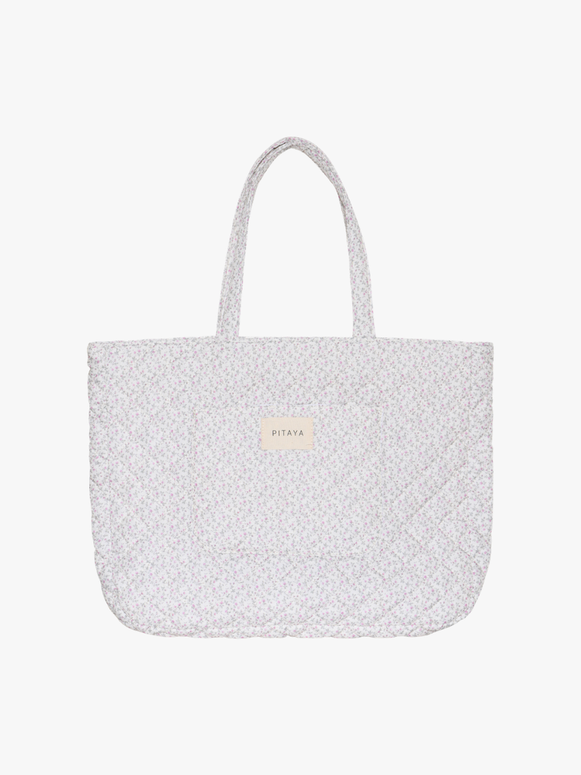 Shay Quilted Tote Bag - Purple Flower