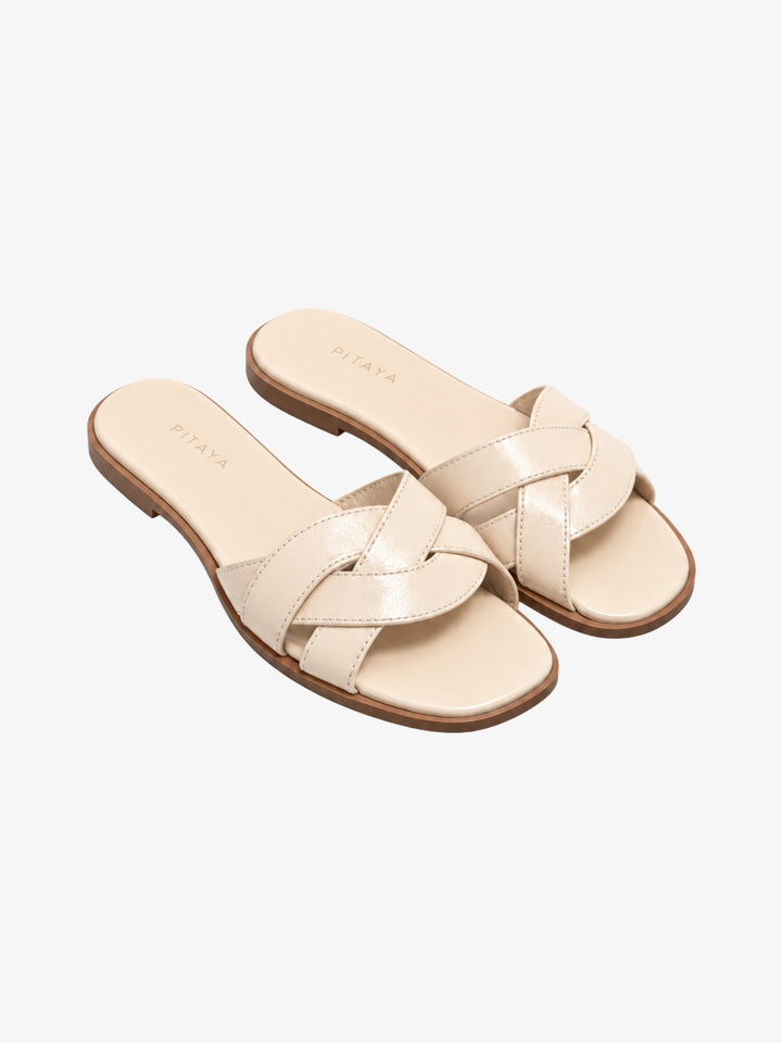 Trine Crossed Flats - Beige