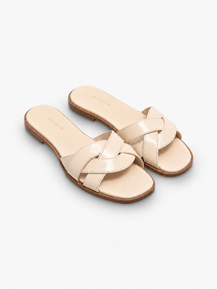Trine Crossed Flats - Beige