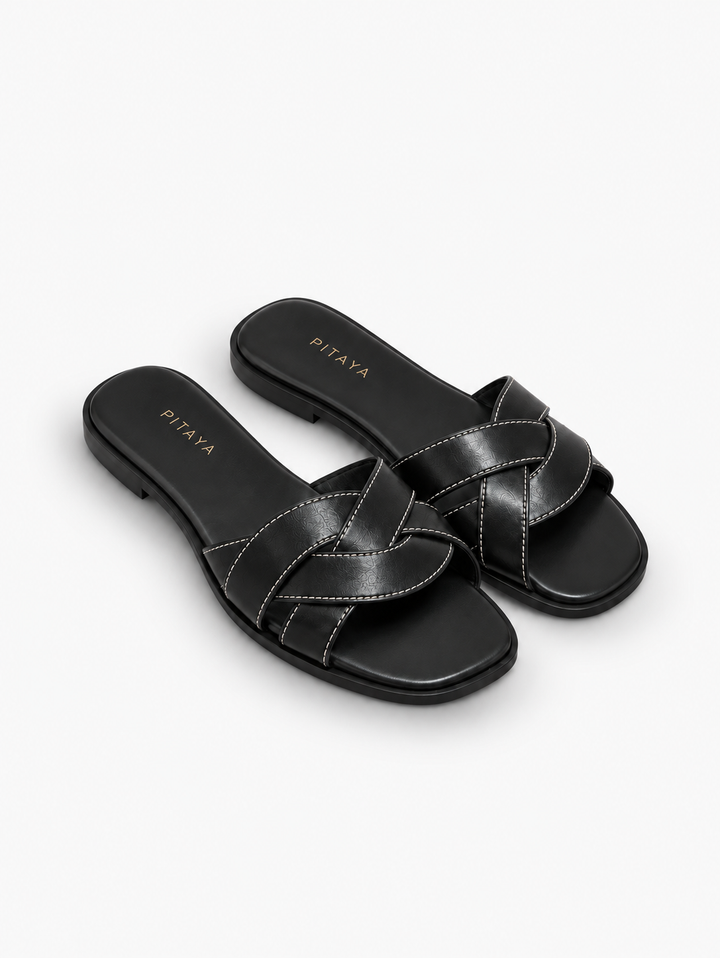 Trine Crossed Flats - Black