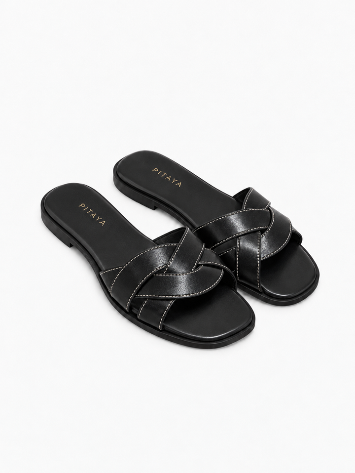 Trine Crossed Flats - Black