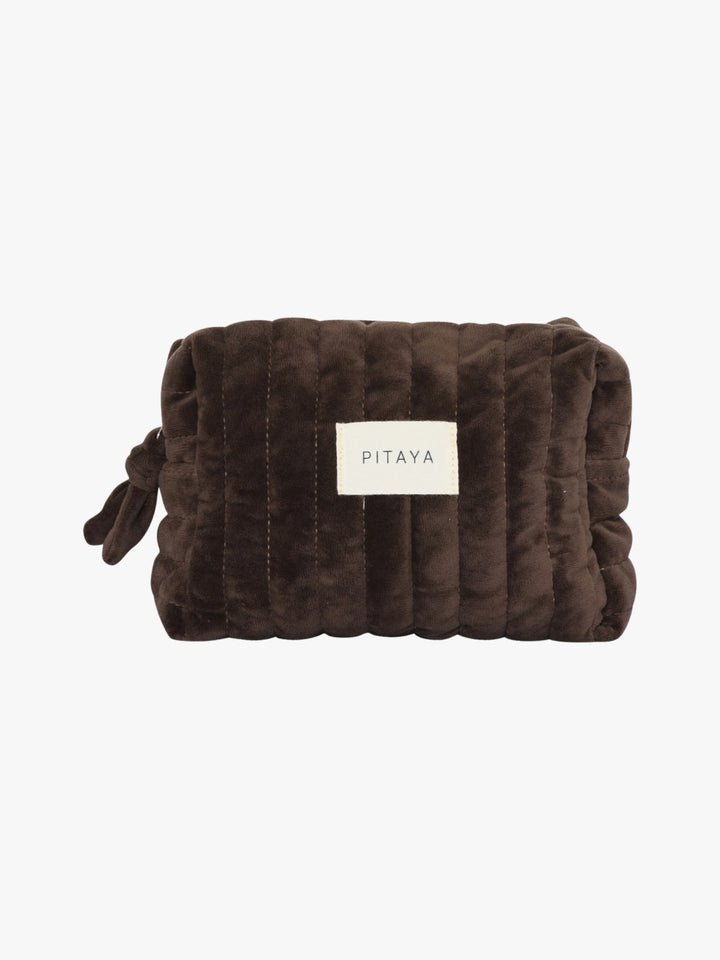 Velvet Makeup Bag Medium - Dark Brown