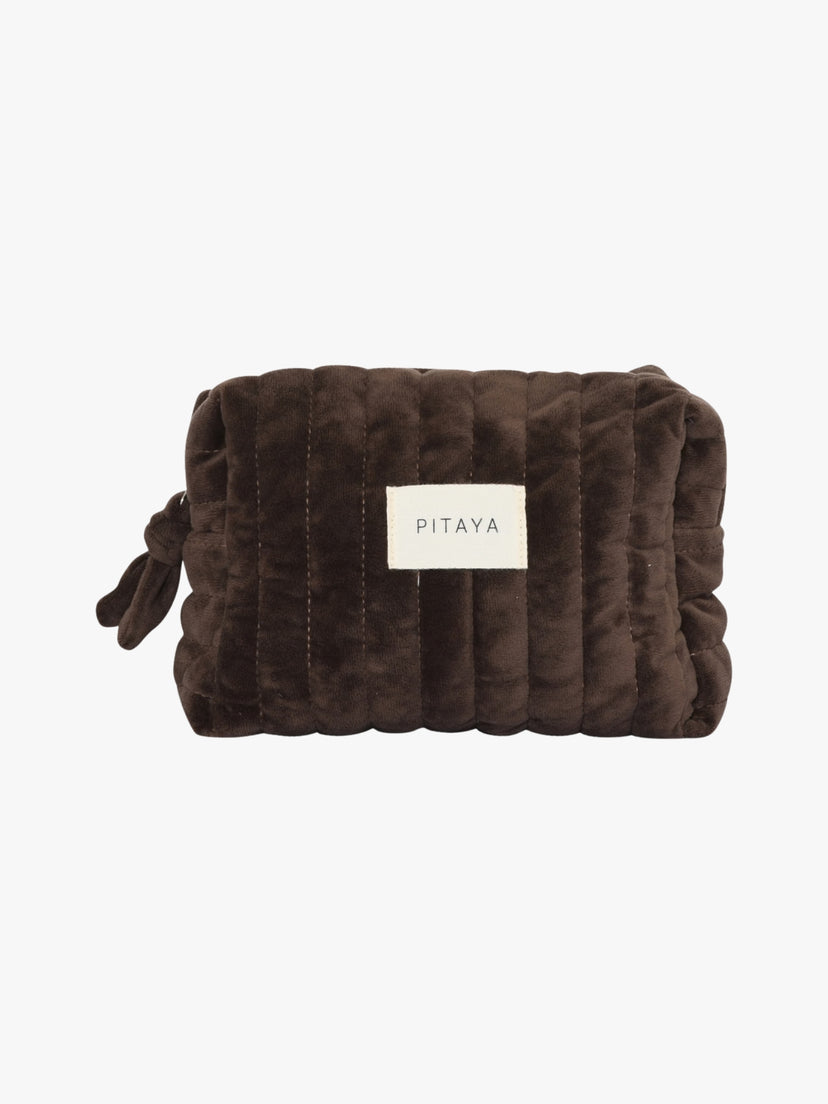 Velvet Makeup Bag Medium - Dark Brown