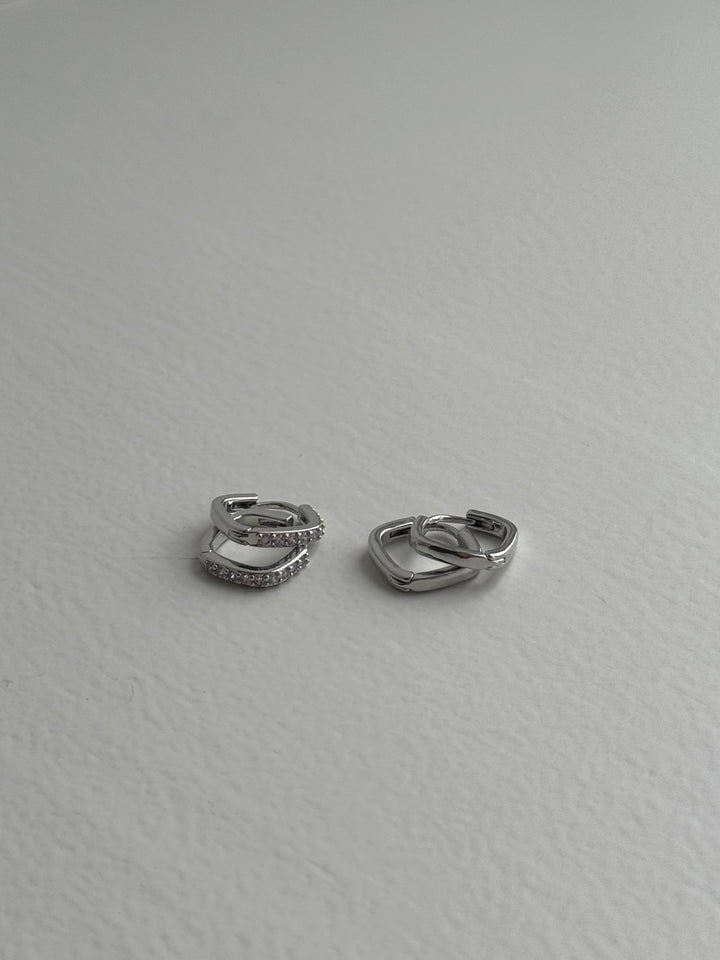 Amelia Square Earrings 2-pack - Silver Plated