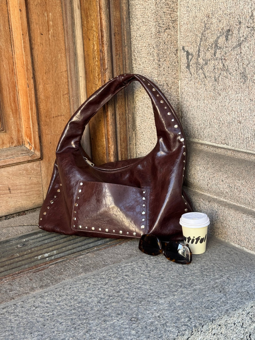 Ella Stud Bag - Dark Brown