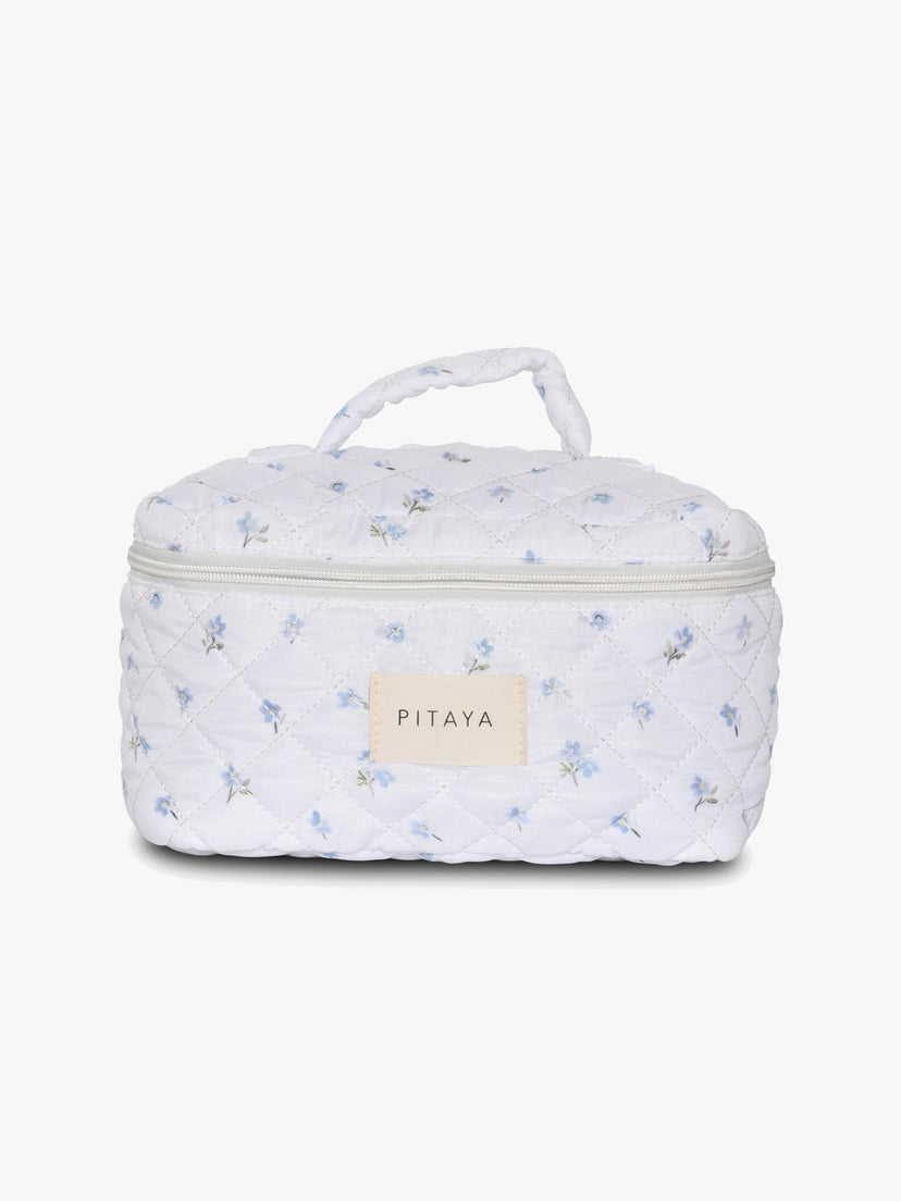 Large Makeup Bag - White Cute Flower