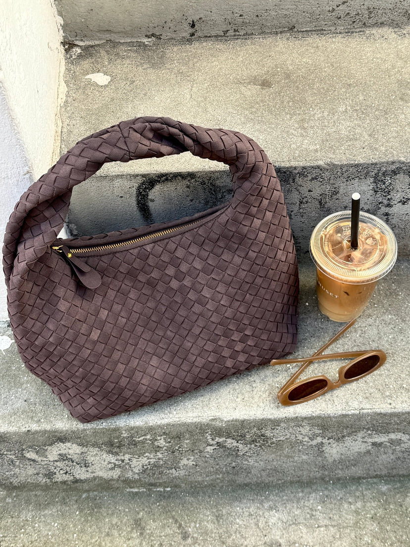 Lea Twist Bag Faux Suede - Dark Brown