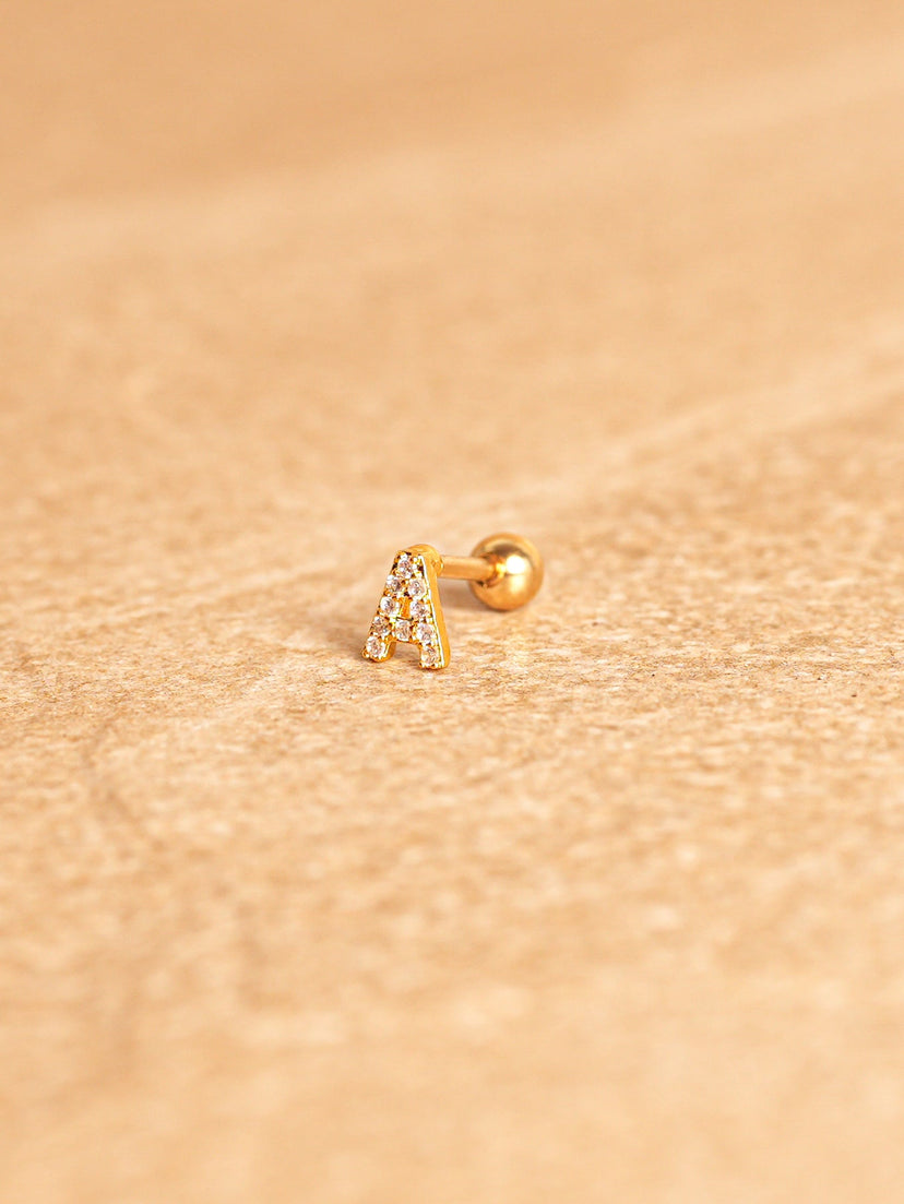 Letter Mini Earrings - Gold Plated