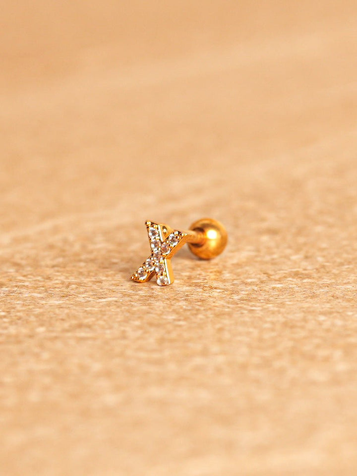 Letter Mini Earrings - Gold Plated