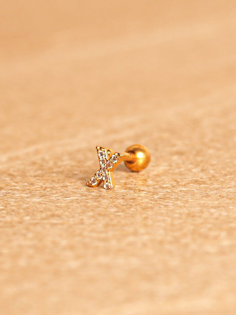Letter Mini Earrings - Gold Plated