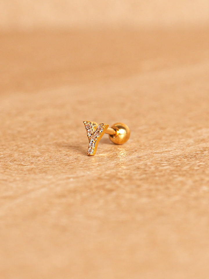 Letter Mini Earrings - Gold Plated